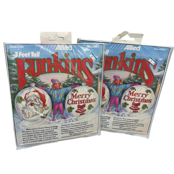 Vintage Funkins Merry Christmas Outdoor Decorations Allied 3 Ft Tall USA NOS - Picture 1 of 15